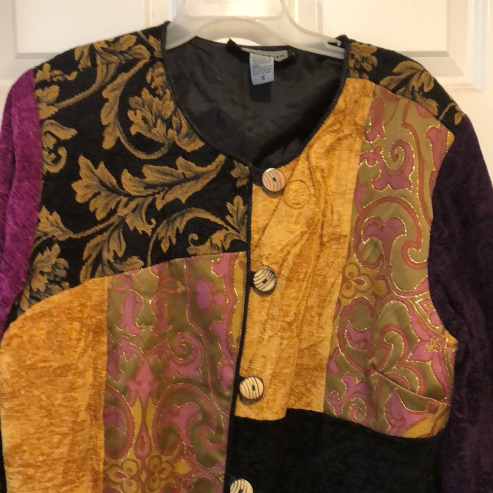 Vintage Indigo Moon Patchwork Jacket, Size 1x Mul… - image 2